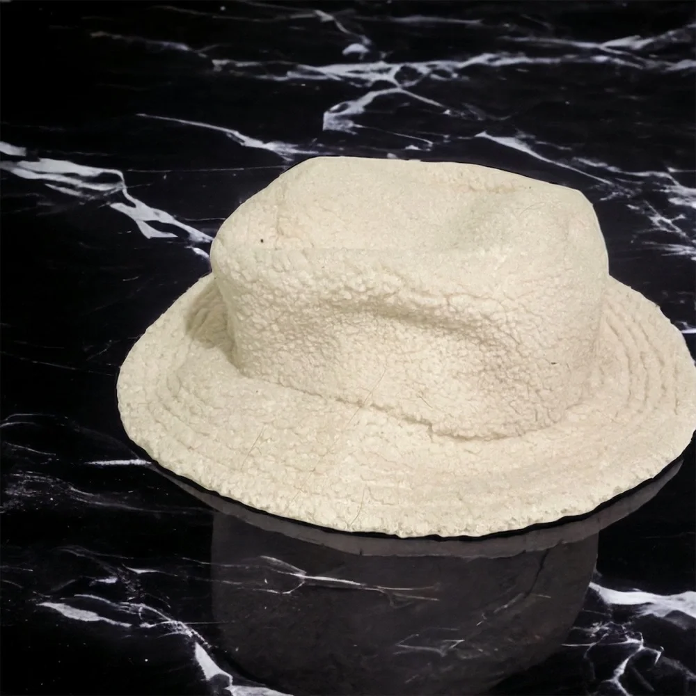 Y2K Cream Sherpa Fleece Corduroy Bucket Hat Accessory Unisex‎